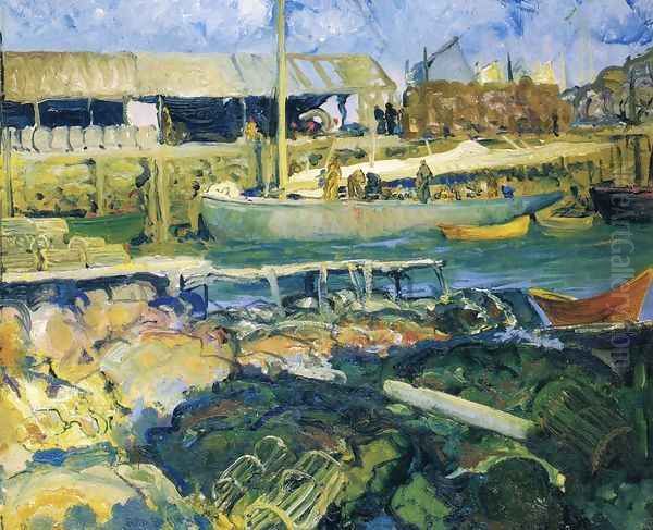 The Fish Wharf Matinicus Island Oil Painting by George Wesley Bellows