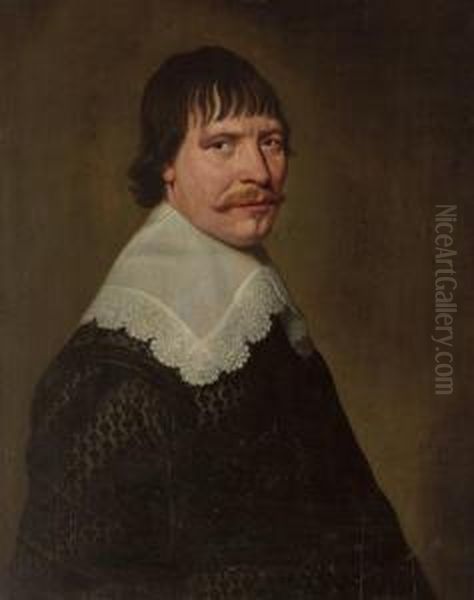 A Portrait Of A Man Oil Painting by Jacob Fransz. Van Der Merck