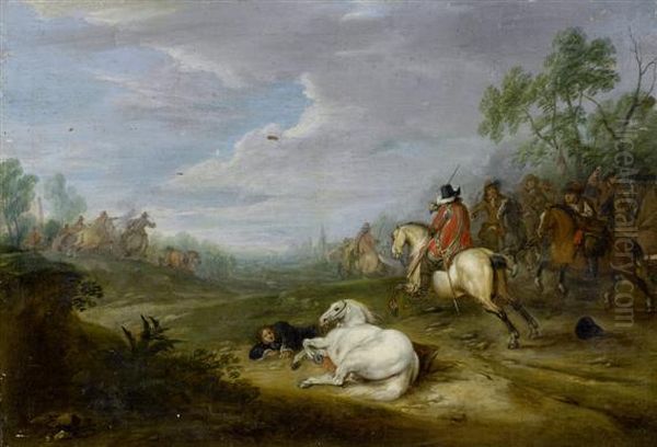 Equestrian Battle Oil Painting by Adam Frans van der Meulen