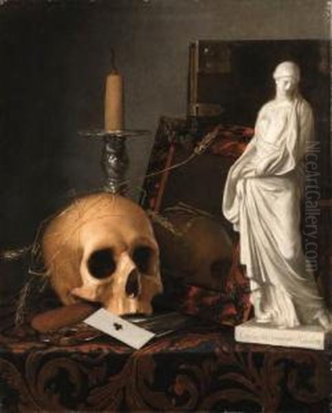 A Vanitas Still Life Of A Skull Oil Painting by Cornelis Van Der Meulen