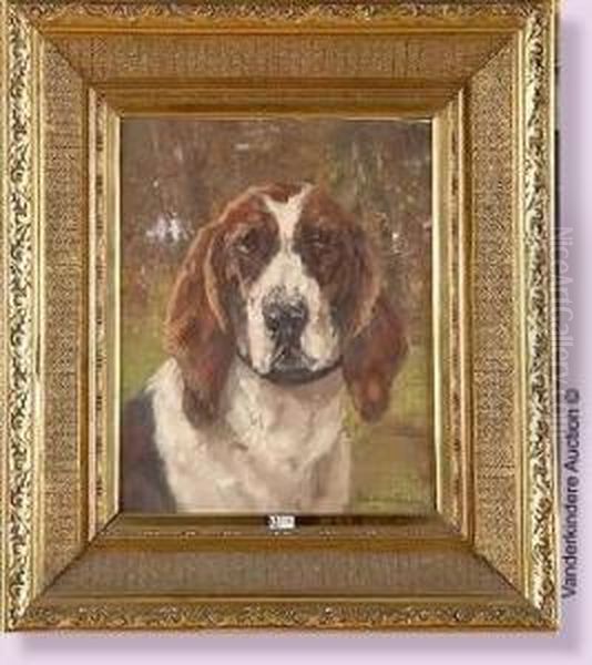 Portrait De Chien Oil Painting by Edmond Van Der Meulen