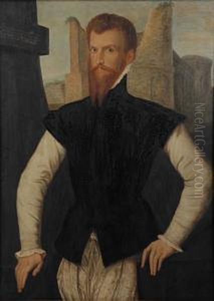 Portrait Of The Earl Of Devon Oil Painting by Steven van der Meulen