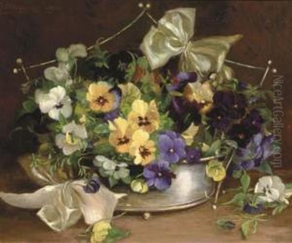 Violets Oil Painting by Clothildis Van Der Ouderaa