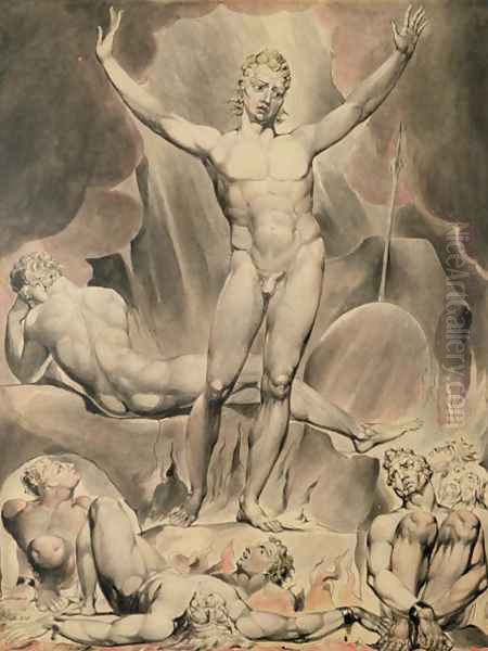 Satan Arousing the Rebel Angels, 1808 Oil Painting by William Blake