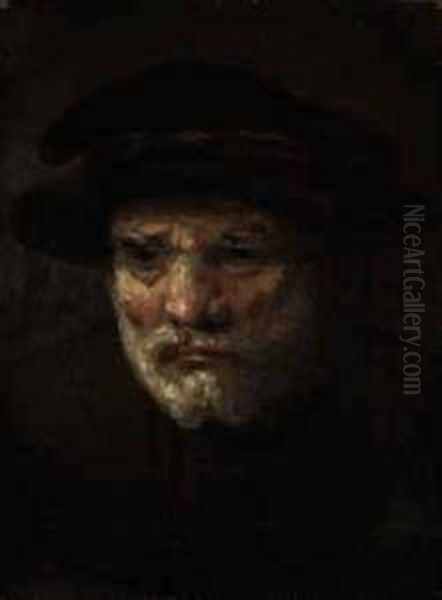 The Head Of A Bearded Man Oil Painting by Karel van der Pluym