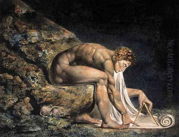 Isaac Newton 1795 Oil Painting by William Blake