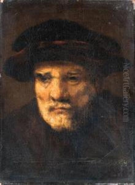 Head Of A Bearded Old Man Oil Painting by Karel van der Pluym