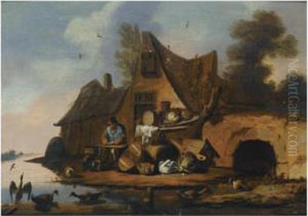 Delft 1682- Before 1691 Leiden Oil Painting by Adriaen Lievensz van der Poel