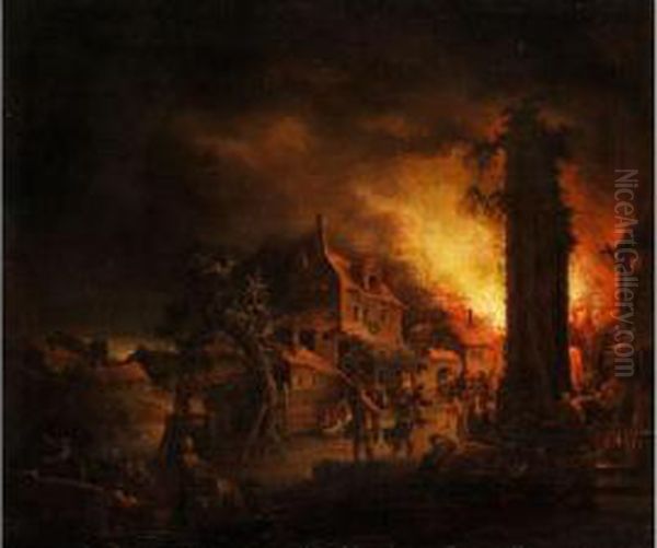 Feuersbrunst Oil Painting by Egbert van der Poel