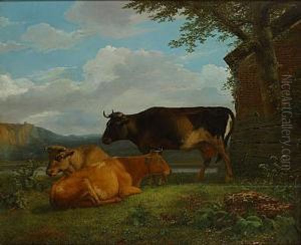 Vaches Oil Painting by Hendrik Josef Fr. Van Der Poorten