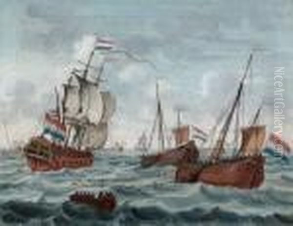  Marine  Oil Painting by Abraham Van Der Salm