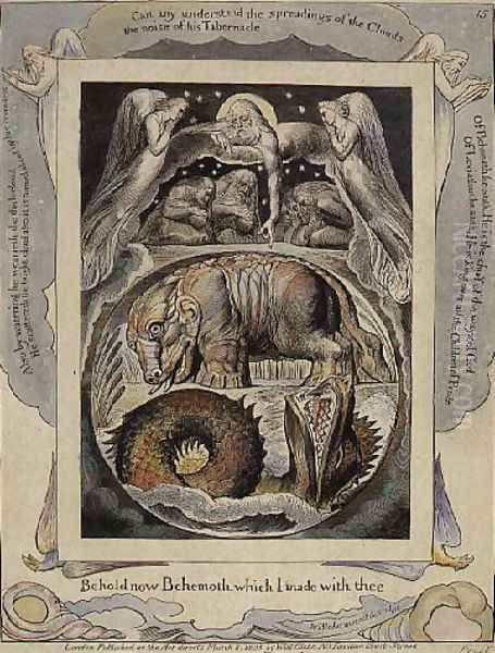 Behemoth and Leviathan from the Book of Job Oil Painting by William Blake