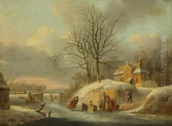 Winterliche Szene Oil Painting by Jacobus Van Der Stok