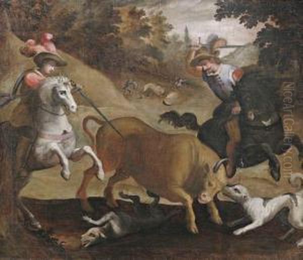 Reiter Bei Der Stierjagd Oil Painting by Jan van der Straet