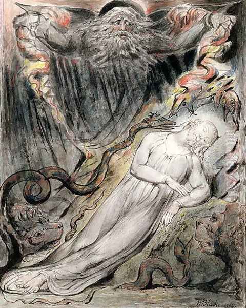 Christ's troubled sleep from Milton's 'Paradise Regained', Book IV lines 401-25, c.1816-18 Oil Painting by William Blake