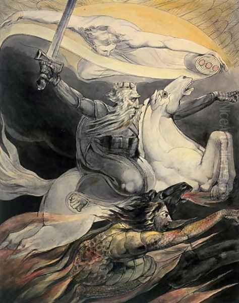 Death on a Pale Horse, c.1800 Oil Painting by William Blake