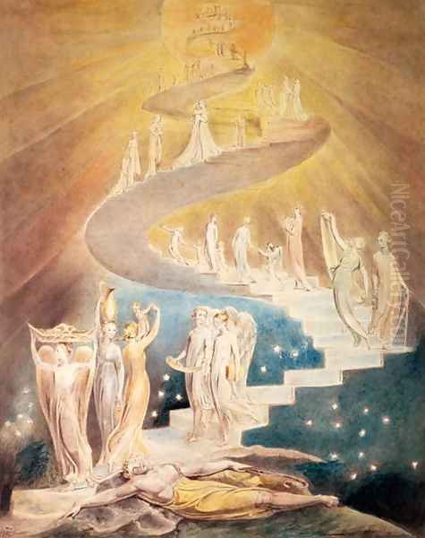 Jacob's Ladder Oil Painting by William Blake