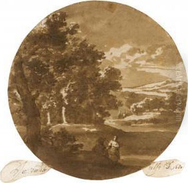 A Landscape With A Couple In The Foreground Oil Painting by Jacob Van Der Ulft