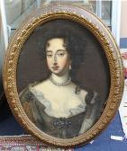 Head And Shoulder Portrait Of Queen Mary Oil Painting by Jan van der Vaart