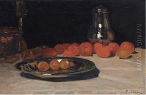 A Still Life With Fruit Oil Painting by Maurits Van Der Valk