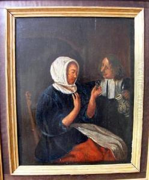 Ein Guter Tropfen Oil Painting by Balthasar Van Der Veen