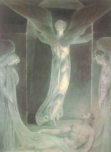 Angels Rolling Away the Stone from the Sepulchre Oil Painting by William Blake