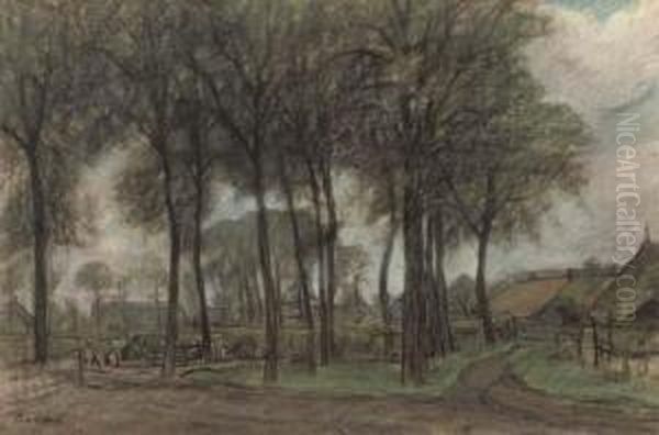 The Brink, Laren Oil Painting by Emanuel Ernest Ger. Van Der Ven