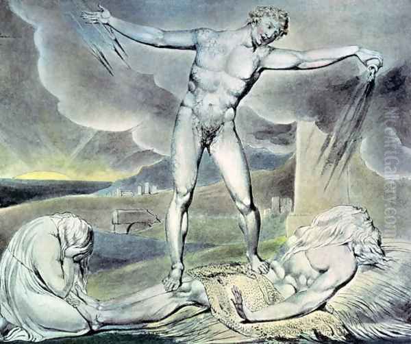 Illustrations of the Book of Job- Satan smiting Job with Sore Boils, 1825 Oil Painting by William Blake