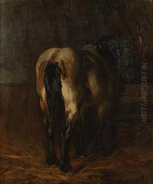 Paard In De Stal. Oil Painting by Paul Van Der Vin