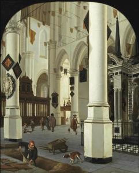 Interior Of The Nieuwe Kerk, Delft Oil Painting by Hendrick Van Vliet