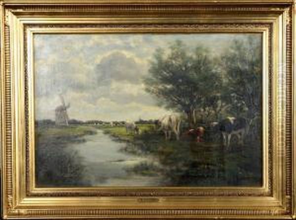 Betande Kor Oil Painting by Willem van der Vliet