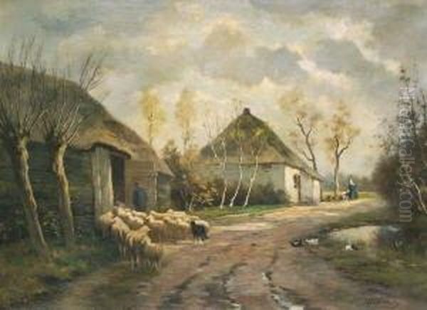 Heimkehrender Hirte Mit Seiner Schafherde Oil Painting by Willem van der Vliet