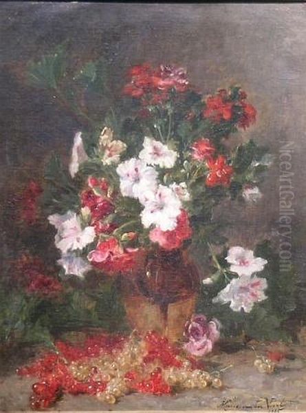 Floral Still Life Oil Painting by Herman J. Van Der Voort In De Betouw