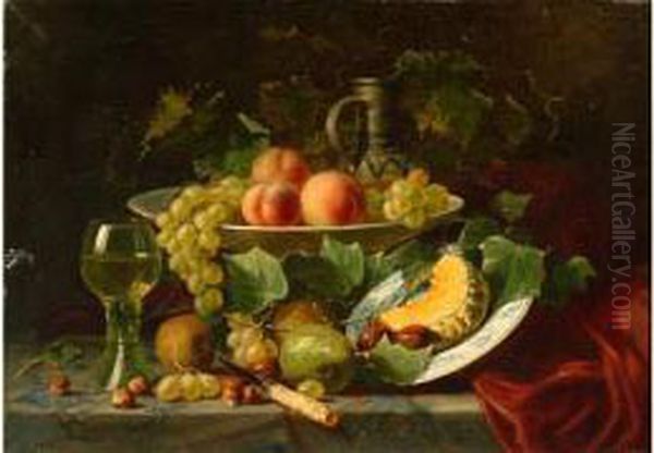 Nature Morte Oil Painting by Herman J. Van Der Voort In De Betouw