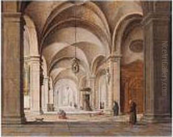 The Interior Of A Classical Church Oil Painting by Jan van Vucht