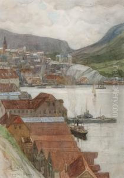 Bergen Noorw Oil Painting by Nicolaas Van Der Waay