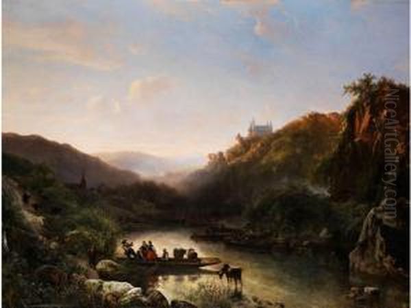 Bergige Flusslandschaft Mit Erh Oil Painting by Abraham Van Der Wayen Pieterszen