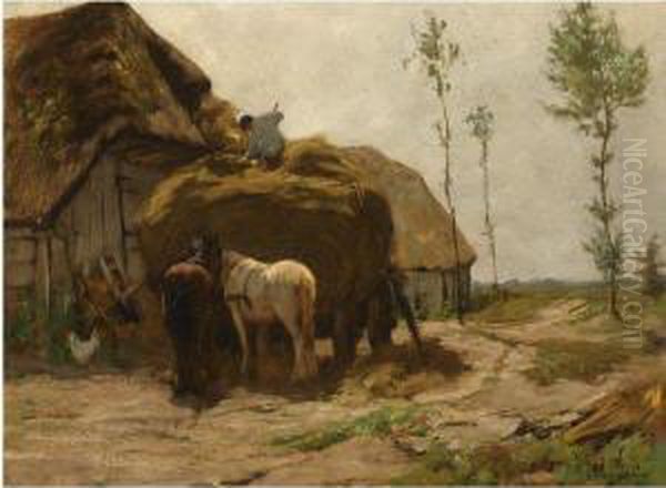 The Provisioning Of The Hayloft Oil Painting by Hermann Johannes Van Der Weele