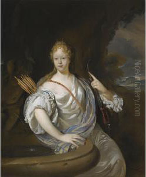 Portrait Of A Lady Dressed As Diana Oil Painting by Adriaen Van Der Werff