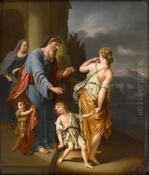 The Expulsion Of Hagar And Ishmael Oil Painting by Adriaen Van Der Werff