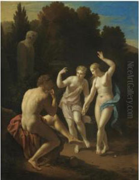 Nymphs Dancing To A Pipe-playing Shepherd Oil Painting by Pieter van der Werff