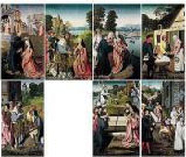 Seven Scenes From The Life And Veneration Of Saint Dymphna:- A) Saint Dymphna Baptised By Gerebernus Oil Painting by Goossen van der Weyden