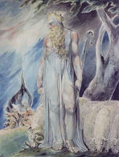 Moses and the Burning Bush Oil Painting by William Blake