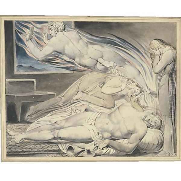 Death of the strong wicked man (The strong wicked man dying) Oil Painting by William Blake