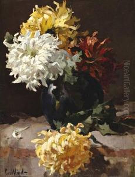 Chrysanten Oil Painting by Chris Van Der Windt