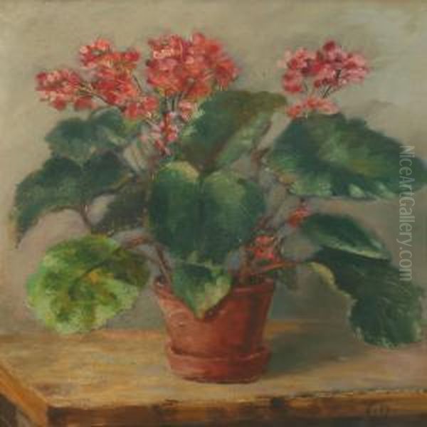 Flowers In A Pot Oil Painting by Caroline Van Deurs