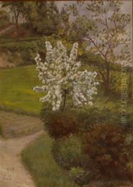 Blossoming Tree Oil Painting by Caroline Van Deurs