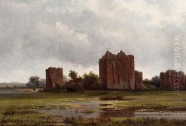 Ruin Of Castle Brederode Oil Painting by Jan Frederik Van Deventer