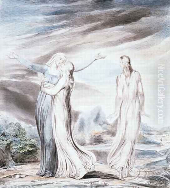 Ruth parting from Naomi, 1803 Oil Painting by William Blake