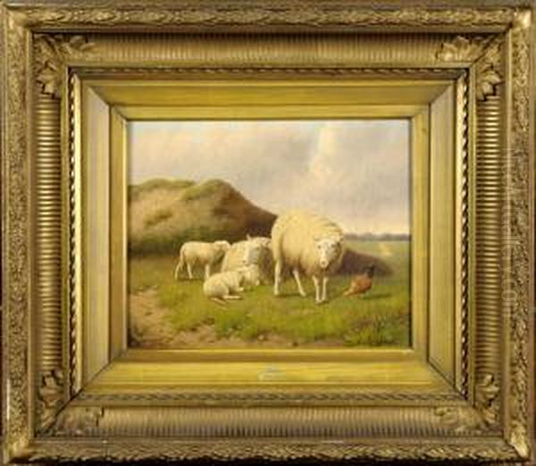 Les Moutons Oil Painting by Joseph Van Dieghem